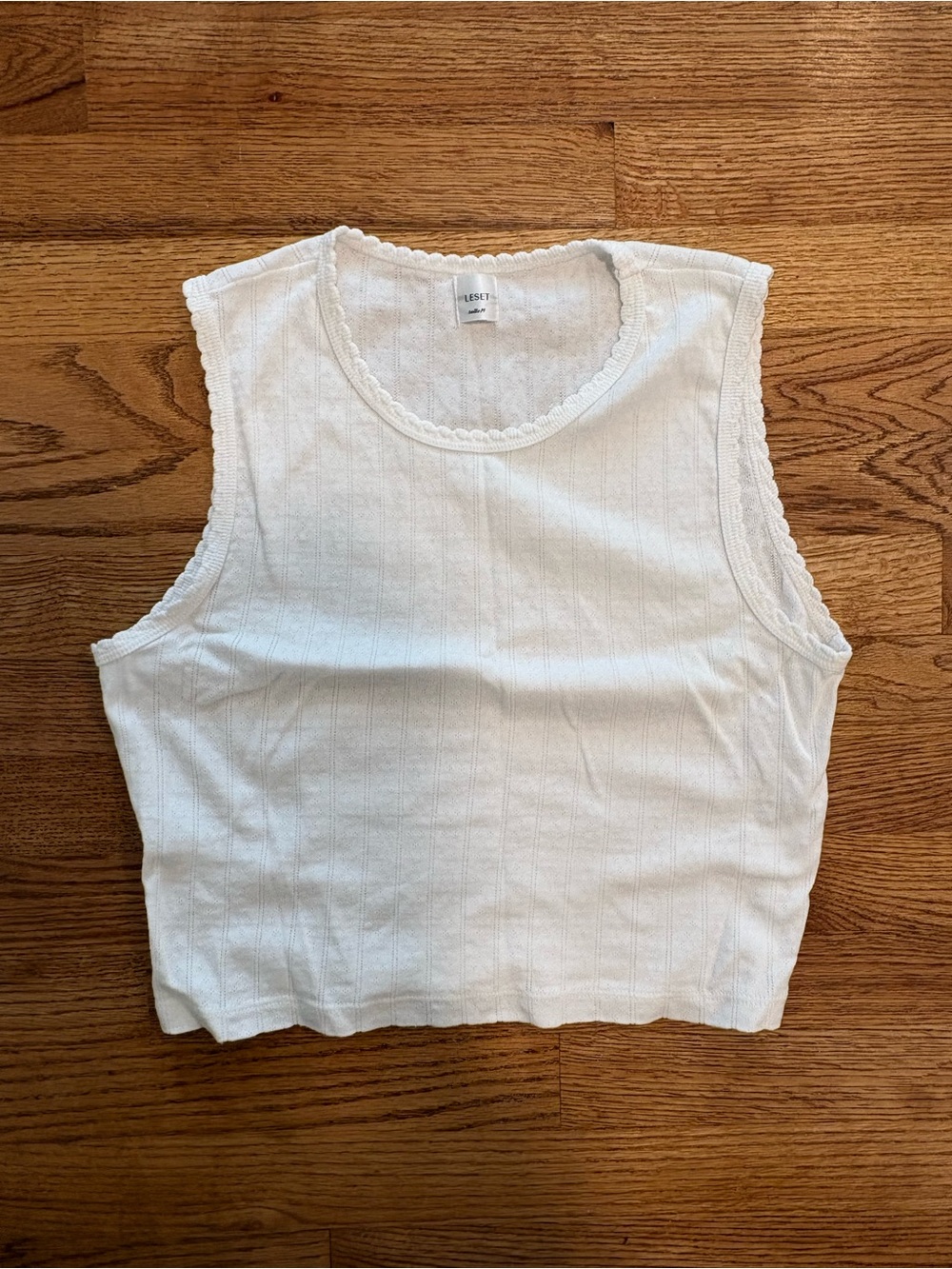 Leset pointelle sleeveless crew